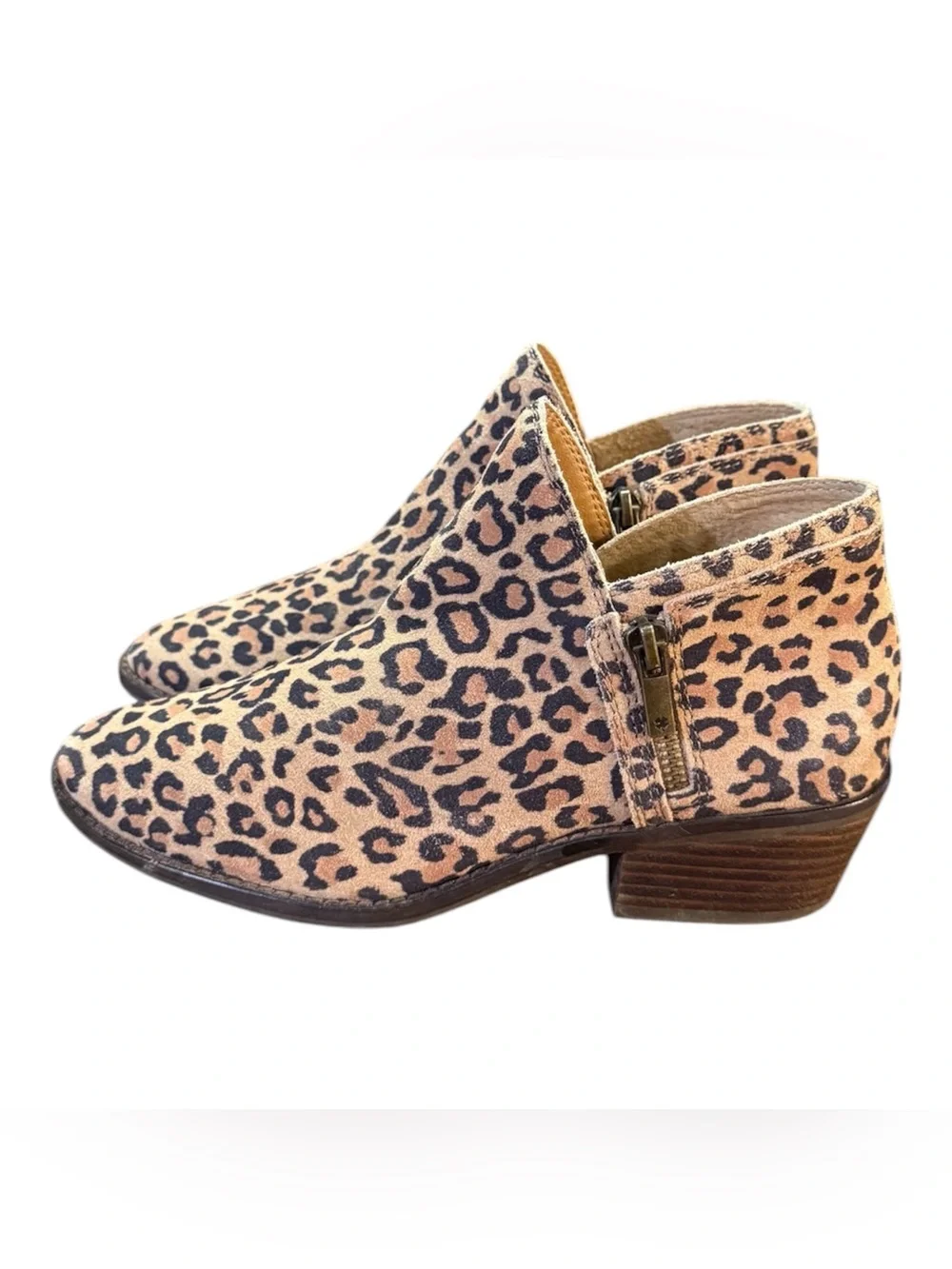 Lucky Brand Fhuna Leopard Print Suede Ankle Booties Women’s Size 7.5 - Picture 3 of 8